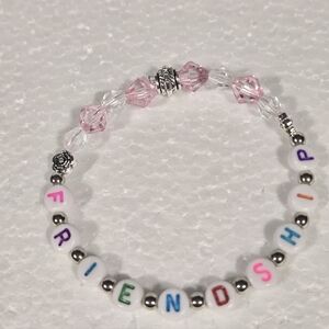 Friendship Beaded Stretch Bracelet with Pink Crystal Accents